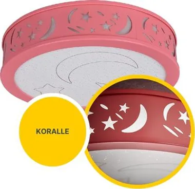 Produktbild von LED Kinder Deckenleuchte, Sternenhimmel, Nachtlichtfunktion : Koralle Farbe: Koralle