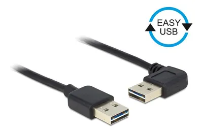Zdjęcie produktu dla DeLOCK 1m USB 2.0 A m/m 90°, 1 m, USB A, USB A, USB 2.0, Męska/Męska, Czarny