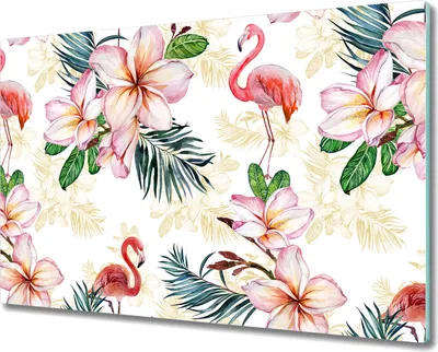 Produktbild von Glas-Herdabdeckplatte Glaskeramikkochfeld-Abdeckung Spritzschutz - 80x52 cm - Flamingo rosa grün