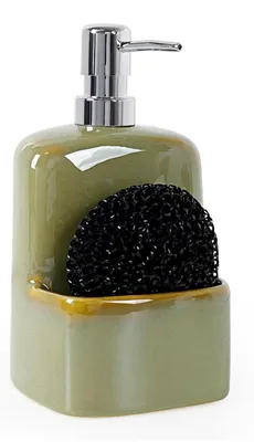 Immagine prodotto di Distributore di sapone in Vetroceramica, verde, con portaspugna, capacità 600 ml