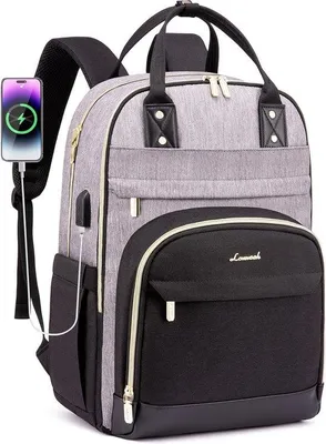 Productafbeelding van Unyqoos® Laptoprugzak voor dames, 15,6/17 inch – met gevoerd laptopcompartiment, diefstalwerende rits, waterafstotend nylon, 23/31 liter, grijs/zwart
