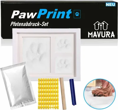 Produktbild von PawPrint Pfotenabdruck Set Hand Abdruckset Hunde Katzen Babys mit Bilderrahmen
