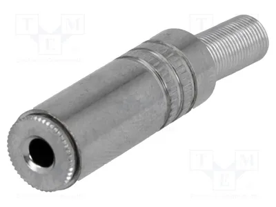 Image de 1 x Connecteur femelle Jack 3,5 mm stéréo, droit, avec protection anti-torsion. Connecteur audio