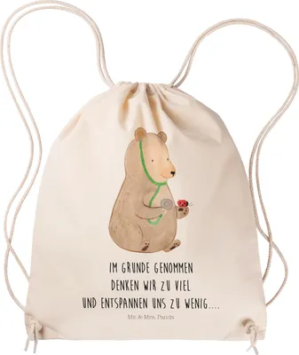 Produktbild von Mr. & Mrs. Panda Jutebeutel Bär Arzt - Transparent - Geschenk, Stoffbeutel, Gymbag, Turnbeutel, Professorin, wander rucksack, Ärztin, leichter, Professor, Teddy, beutel