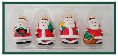 Produktbild von Krebs Glas Lauscha Weihnachtsbaumschmuck 4er Set Mini Figuren - Weihnachtsmann - aus Glas - ca. 4 cm