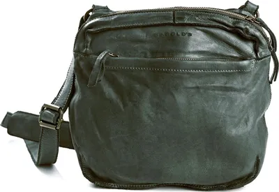 Produktbild von HAROLD'S Leder Umhängetasche Schultertasche Submarine Crossbag Zip Green dunkelgrün
