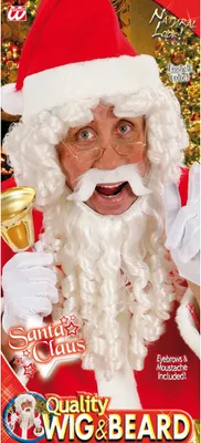 Produktbild von Weihnachtsmann Perücke Mit Locken, Bart Und Luxus Augenbrauen