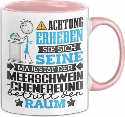 Produktbild von Meerschweinchenfreund Geschenk Tasse Lustiger Spruch Erheben Sie Sich Der Meerschweinchenfreund Betritt den Raum (Rosa)
