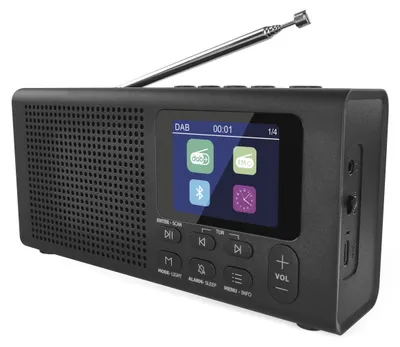 Productafbeelding van EMOS Rádio DAB+ met Bluetooth en dubbele stroomvoorziening, draagbaar, met een TFT LCD-kleurendisplay, wekker, timer, geheugen en sneltoetsen - zwart