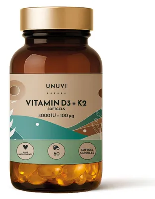Produktbild von Vitamin D3 K2 4000 IE 100 mcg 60 Softgel-Kapseln Immunsystem Knochen