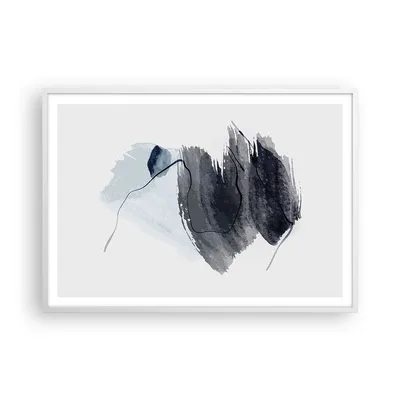 Produktbild von Gerahmtes Poster - Weißer Rahmen - Blau Grau Aquarell - 100x70 cm - Wand Bild - Wanddeko - Wandbilder - Kunstposter - Wandposter - Bilderrahmen - Bilder - Kunstdruck - P2WAA100x70-4975