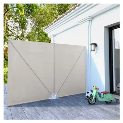 Produktbild von Terrassen-Sichtschutz Creme 300x200cm - Faltbarer Balkonfächer, UV-beständig, für Balkon und Garten