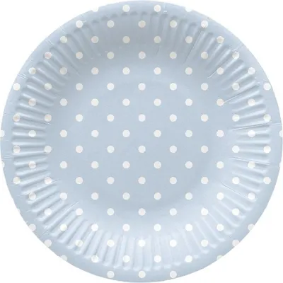 Produktbild von Einwegteller PAW Blue Dots, Ø 18 cm, 8 Stück