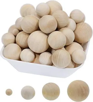 Produktbild von Holzkugeln,110 Stück Holzbälle Rund Unlackiert Naturholz Holzperlen Bastelperlen für DIY Schmuck Zubehör zum Basteln,4 Größen,10mm,20 mm, 25 mm, 30 mm (110 Stück)