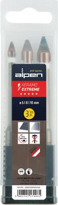 Produktbild von Alpen Keramo extreme Box 0000300003100 Glass drill bit set 6 mm, 8 mm, 10 mm Cylinder shank 1 pc(s)