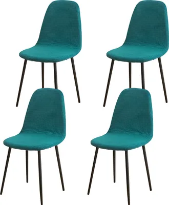 Immagine prodotto di Coprisedie 4 pezzi, coprisedie imbottite universali in tessuto waffle elasticizzato coprisedie per sala da pranzo per banchetti nuziali hotel, verde