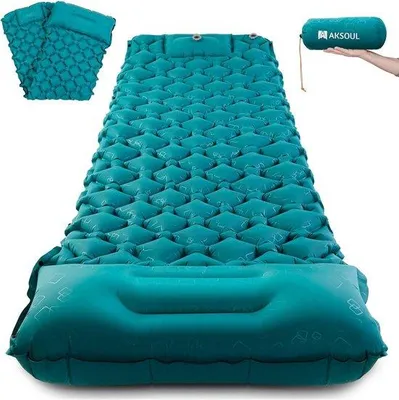 Produktbild von Famanu Campingmatratze selbstaufblasend - ultraleicht, mit integriertem Kissen, blau
