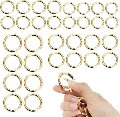 Produktbild von 32 runde O-Ringe Karabinerhaken 20-34mm goldene Schlüsselanhänger