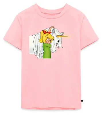 Produktbild von Spreadshirt Bibi Blocksberg Mit Einhorn Goldhörnchen Kinder Premium T-Shirt, 122/128 (6 Jahre), Rosa