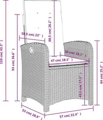 Immagine prodotto di vidaXL Poltrona da giardino con cuscino 2 pz. Regolabile in Poly Rattan grigio