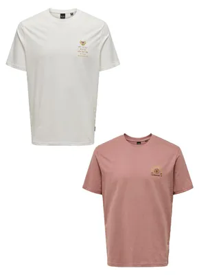 Produktbild von ONLY & SONS Bequemes T-Shirt 2er-Set Kurzarm Rundhalsausschnitt Casual Größe: XS
