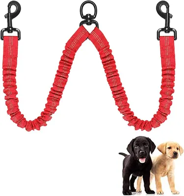 Imagen del producto de Correa doble ajustable, giratoria 360°, para perros pequeños y grandes, correa para paseos