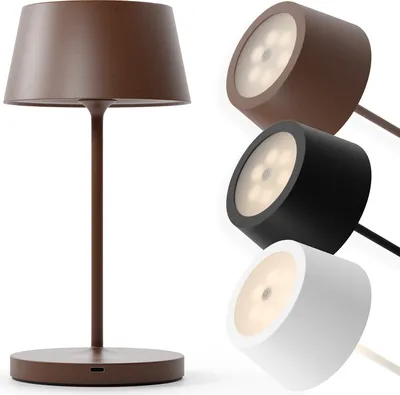 Produktbild von charlique® LED Akku Tischlampe (braun) - Dinner Light 24 cm - aufladbare Tischleuchte mit USB, für innen und außen, warmes Licht