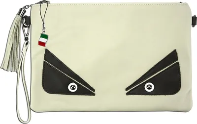 Image de Sac beige blanc noir Florence Sac à poignet en cuir OTF805W