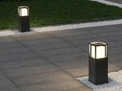 Produktbild von LED Sockelleuchten Bauhaus-Stil 2er SET Ideen Gartenwegbeleuchtung mit Strom