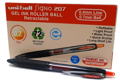 Zdjęcie produktu dla Długopis żelowy Uni-Ball Signo UMN-207E, czerwony, 0,7 mm, opakowanie, 12 sztuk