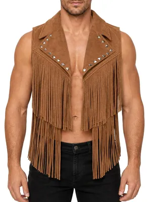 Productafbeelding van Solidchoice - Heren Vest met Franjes en Cowboystijl voor Feestjes