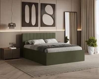 Produktbild von Polsterbett RETTAN mit Kopfteil, 180x200 cm, Doppelbett mit Bettkasten und Lattenrost aus Holz, Velourstoff, Farbe: Hellgrün