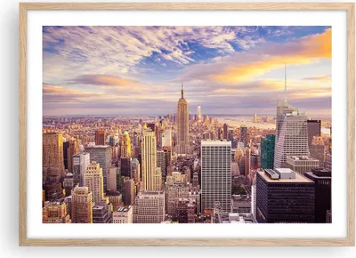 Produktbild von Gerahmtes Poster - Rahmen in heller Eiche - New York Stadt - 70x50 cm - Wand Bild - Wanddeko - Wandbilder - Kunstposter - Wandposter - Bilderrahmen - Bilder - Kunstdruck - Wandbild - P2NAA70x50-3638
