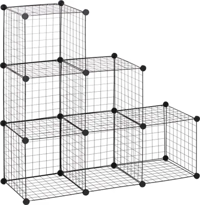 Produktbild von Anpassbarer Metallwürfel-Schrank 109x37x109 cm Schwarz für Kleidung Bücher Spielzeug