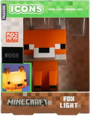 The image shows the packaging of a Minecraft Fox Light.