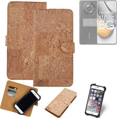 Produktbild von K-S-Trade Hülle kompatibel mit Realme 11 Pro+  Kork Handyhülle Cover  Schutzhülle TPU Case Bumper in Hellbraun, (1x)