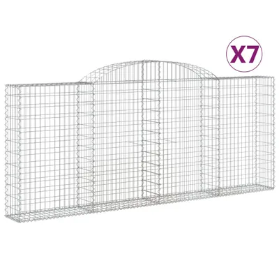 Produktbild von Gabionen mit Hochbogen 7 Stk. 300x30x120/140cm Verzinktes Eisen