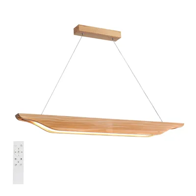 Produktbild von ZMH Pendelleuchte LED Hängelampe Holz Esstisch Hängeleuchte Modern Design Esszimmerlampe 90CM Dimmbar mit Fernbedienung Pendellampe Höhenverstellbar für Esszimmer Wohnzimmer Schlafzimmer Küche