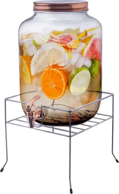 Produktbild von Orion ORION Glasfass Getränkespender mit Zapfhahn und Gestell zum Servieren von Limonade 8,8 L