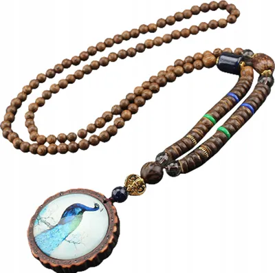 Image de NEPAL BUDDHISTE MALA Tibétain PAW Collier en bois fait à la main