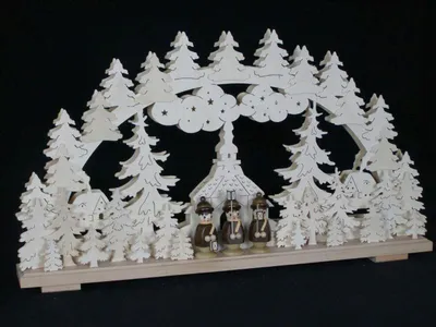 Produktbild von Schwibbogen mit Kurrende Kirche und Beleuchtung BxHxT 70x39x7cm NEU