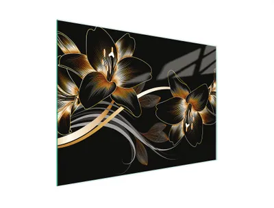 Image de Planche à découper Plaque de cuisson multi-verre 30x22 cm Orchidée Noir