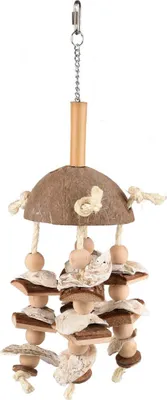 Obrázok produktu pre Hračka vták prírodný kokos/lastúry/drevo/juta/bambus 47cm