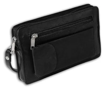 Image de DrachenLeder Sac à poignet noir véritable cuir Hommes Sac pour téléphone portable D2OTJ502S