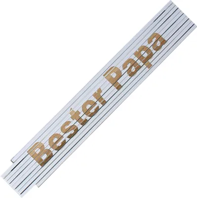 Produktbild von Zollstock Meterstab Laser Gravur Spruch Vatertag Valentinstag Geburtstag Farb und Text Auswahl, Spruchartikel:Bester Papa, Farbe:Weiß