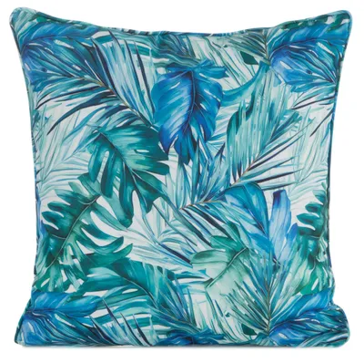 Image de EUROFIRANY | Taie d'oreiller - 45 x 45 cm - Housse de coussin décoratif avec des feuilles bleues - Jardin