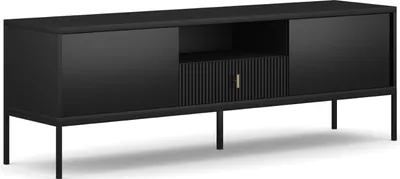 Produktbild von TV-Schrank: eine Schublade, zwei Türen, ein Regal, schwarz, schwarze Beine