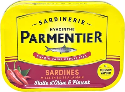 Produktbild von Sardinerie Parmentier Pikante Sardinen in Olivenöl: Mit feuriger Chili-Note