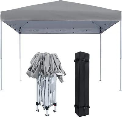Produktbild von JOIEYOU altán 3x3m skládací altán s přenosnou taškou skládací stan polyester ochrana proti UV záření skládací párty stan ochrana proti větru zahradní altán stan venkovní, šedý