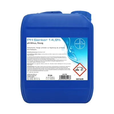 Produktbild von PH Senker 14,9% – 5 Liter – Flüssiger pH-Senker für Pool & Schwimmbad - Professionelle pH-Regulierung für Chlor- & Salzwasseranlagen